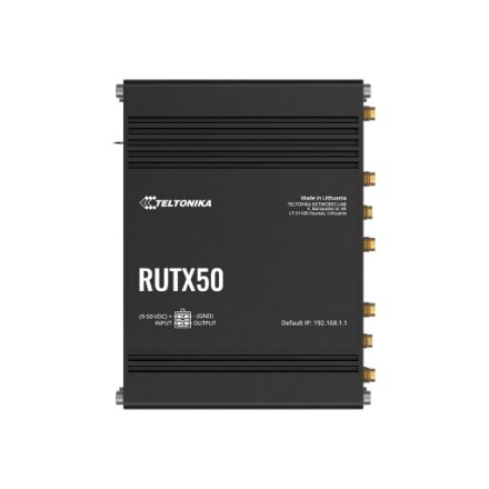 Teltonika , INDUSTRIAL 5G ROUTER , RUTX50 , 802.11ac , 867 Mbit/s , 10/100/1000 Mbps Mbit/s , Ethernet LAN (RJ-45) ports 5 , Mesh Support Yes , MU-MiMO Yes , 5G , Antenna type Internal