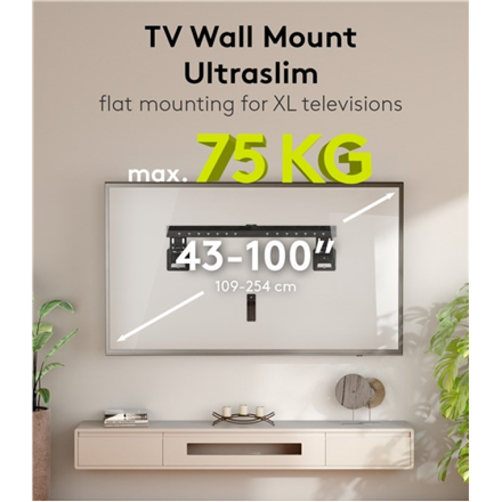 Goobay Wall mount , Ultraslim TV Wall Mount Basic FIXED (XL) , 43-100 , Black