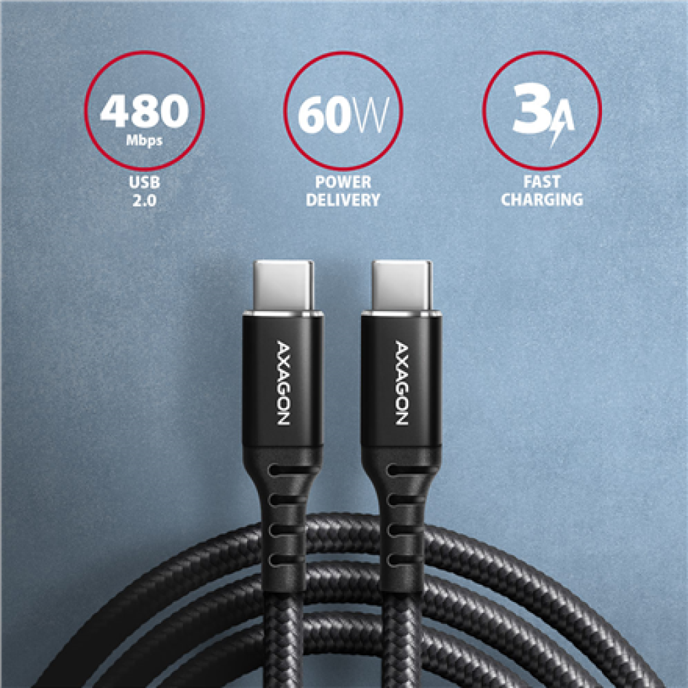 AXAGON Data and charging cable, 3 m , BUCM-CM30AB , USB Type C to USB Type C