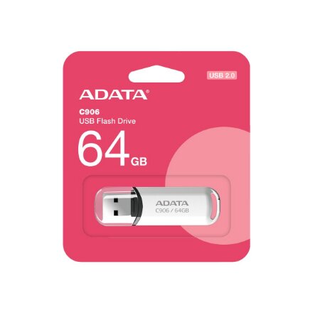 ADATA , USB Flash Drive , C906 , 64 GB , USB Type-A , White