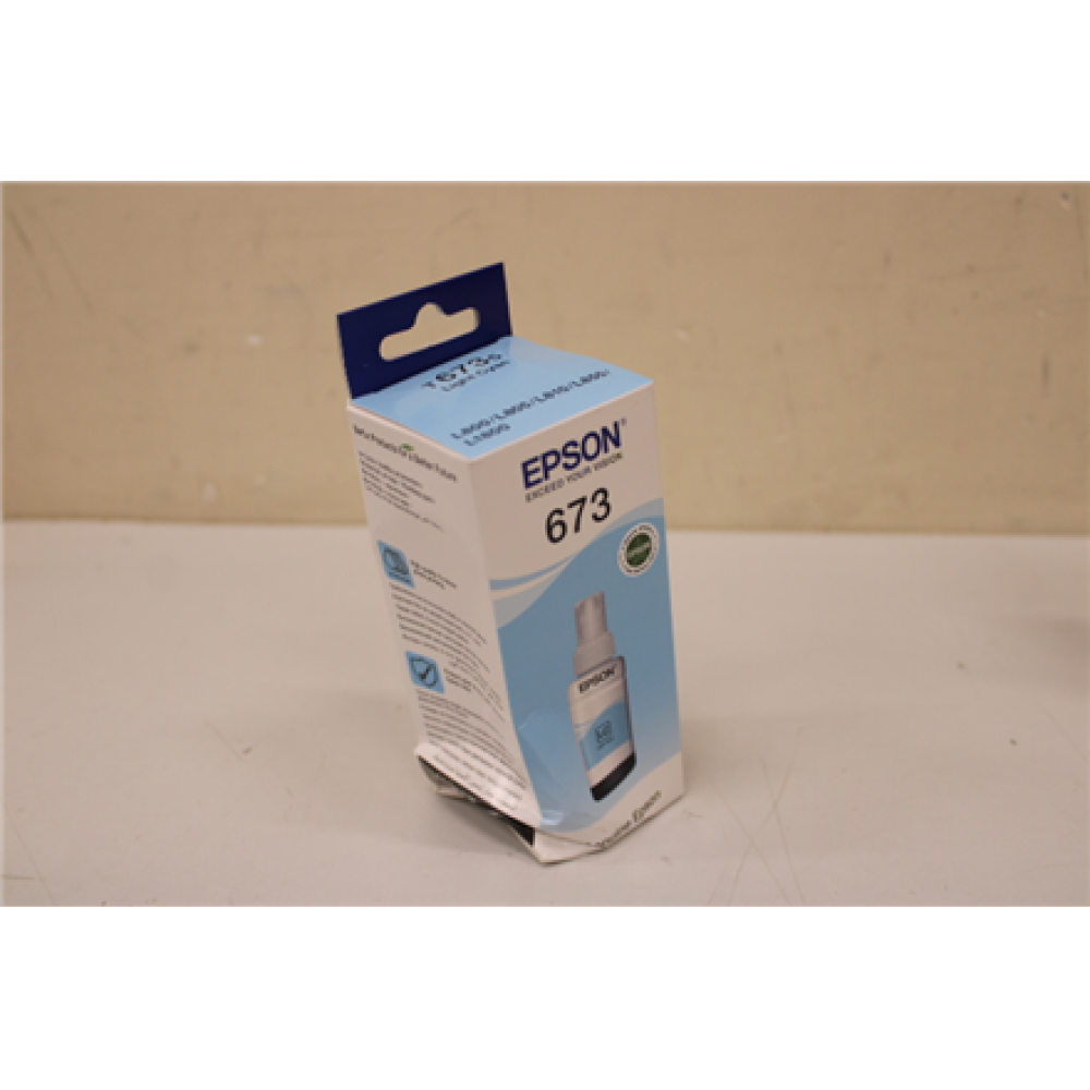 SALE OUT. Epson T6735 ink bottle, Light Cyan , Epson T6735 Ink bottle 70ml , Ink Cartridge , Light Cyan , DAMAGED PACKAGING, DENT ON BOTLLE