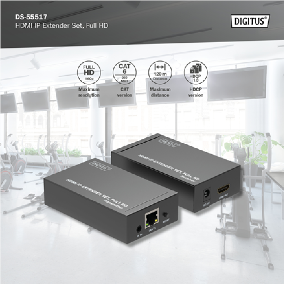 Digitus , HDMI IP Extender Set, Full HD, 120 m , DS-55517