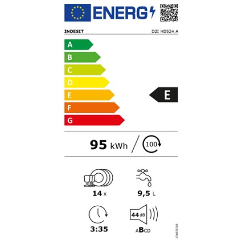 Dishwasher , D2I HD524 A , Built-in , Width 59.8 cm , Number of place settings 14 , Number of programs 8 , Energy efficiency class E , Display , Does not apply