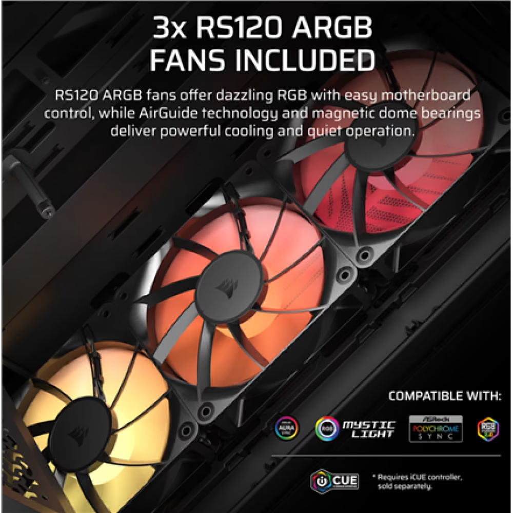 Corsair PC Case , 3200D RS ARGB , Smoke , Mid-Tower