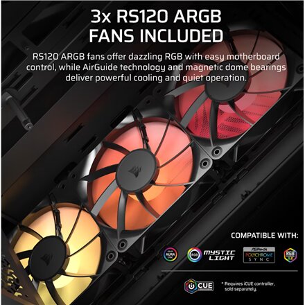 Corsair PC Case , 3200D RS ARGB , Mid-Tower , Smoke