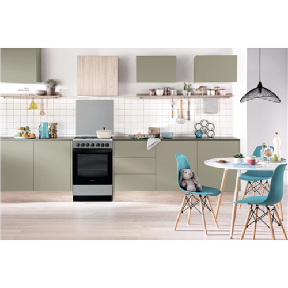 INDESIT Cooker , IS5G5PHX/E/1 , Hob type Gas , Oven type Electric , Stainless steel , Width 50 cm , Grilling , Depth 60 cm , 60 L