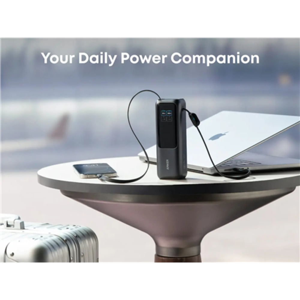 Anker Zolo Powerbank , A1695H11 , 25000 mAh , Built-In USB-C and Retractable Cable) , Grey