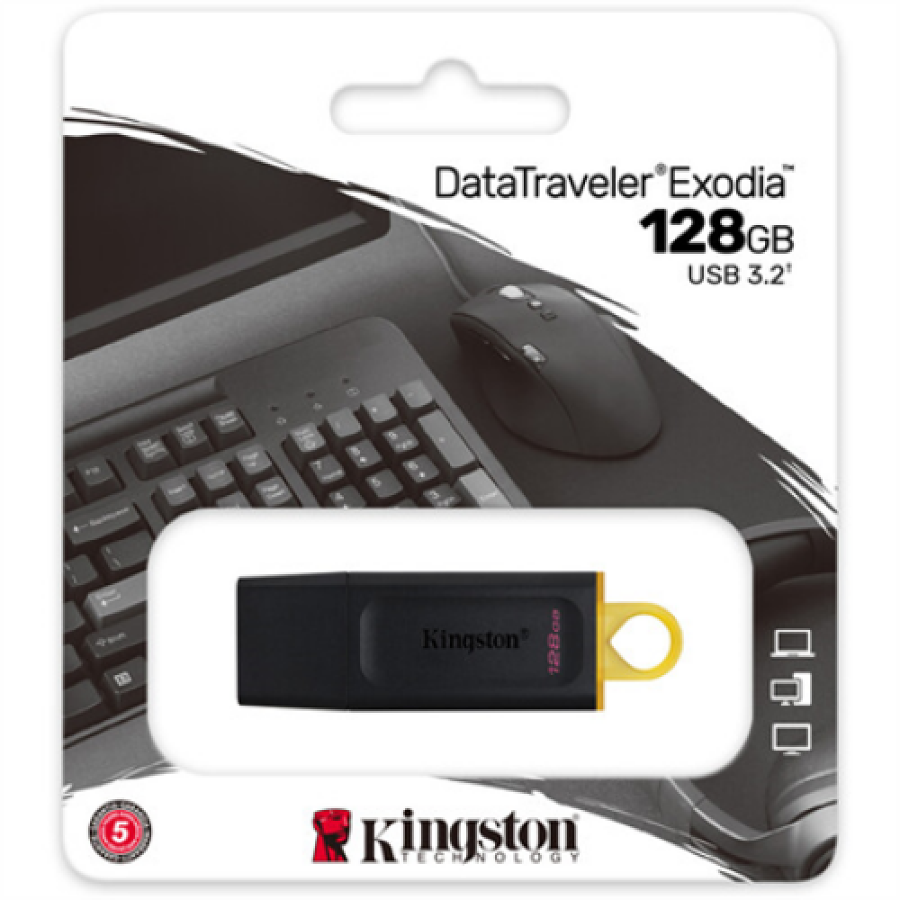 Kingston , DataTraveler Exodia , 128 GB , USB 3.2 , Black