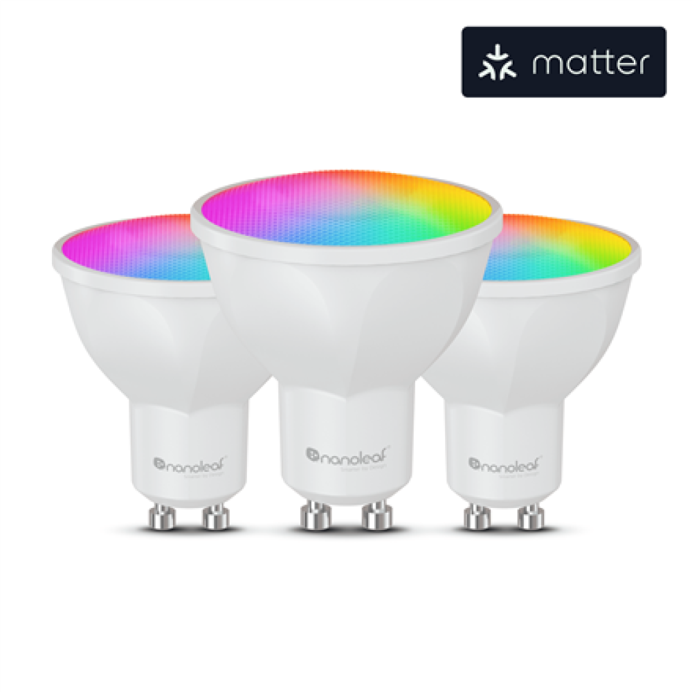 Nanoleaf Essentials Matter Wi-Fi GU10 Smart Bulb RGBCW 3pcs pack,Nanoleaf Essentials Matter Wi-Fi Smart Bulb, 3pcs,GU10,RGBCW