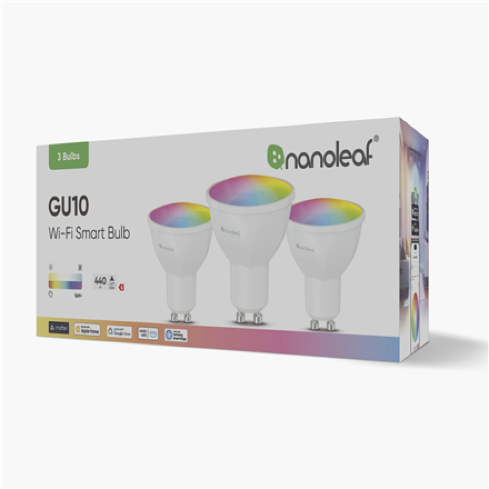 Nanoleaf Essentials Matter Wi-Fi GU10 Smart Bulb RGBCW 3pcs pack,Nanoleaf Essentials Matter Wi-Fi Smart Bulb, 3pcs,GU10,RGBCW