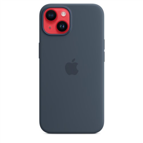 Apple 14 Silicone Case with MagSafe Storm Blue