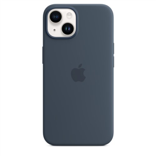 Apple 14 Silicone Case with MagSafe Storm Blue