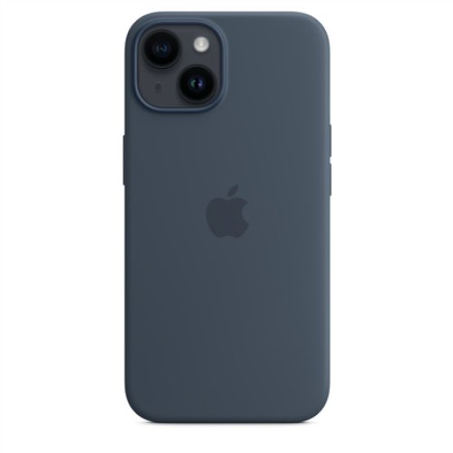 Apple 14 Silicone Case with MagSafe Storm Blue
