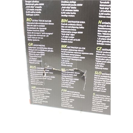 SALE OUT. , Mesko , Juicer , MS 4126 , Type Automatic juicer , Stainless steel , 600 W , Extra large fruit input , Number of speeds 3 , DAMAGED PACKAGING