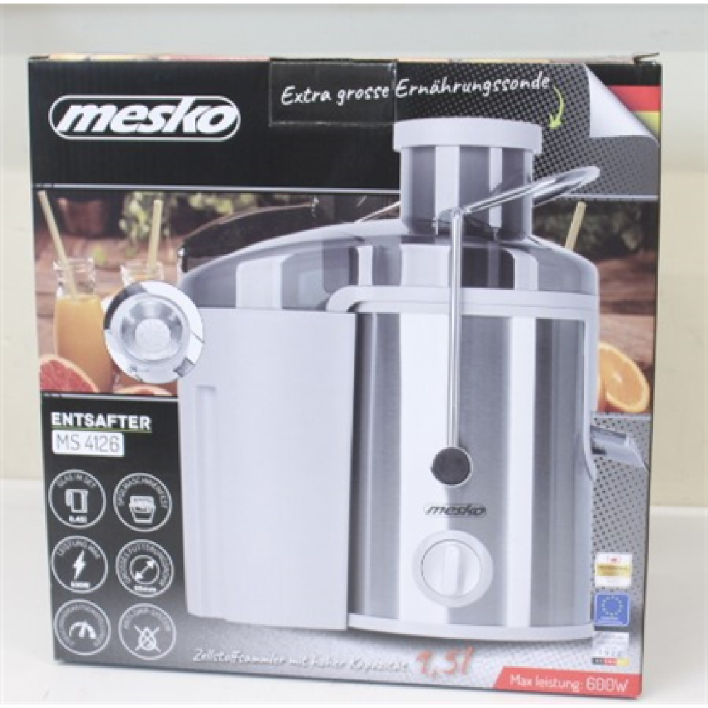 SALE OUT. , Mesko , Juicer , MS 4126 , Type Automatic juicer , Stainless steel , 600 W , Extra large fruit input , Number of speeds 3 , DAMAGED PACKAGING