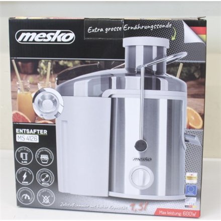 SALE OUT. , Mesko , Juicer , MS 4126 , Type Automatic juicer , Stainless steel , 600 W , Extra large fruit input , Number of speeds 3 , DAMAGED PACKAGING