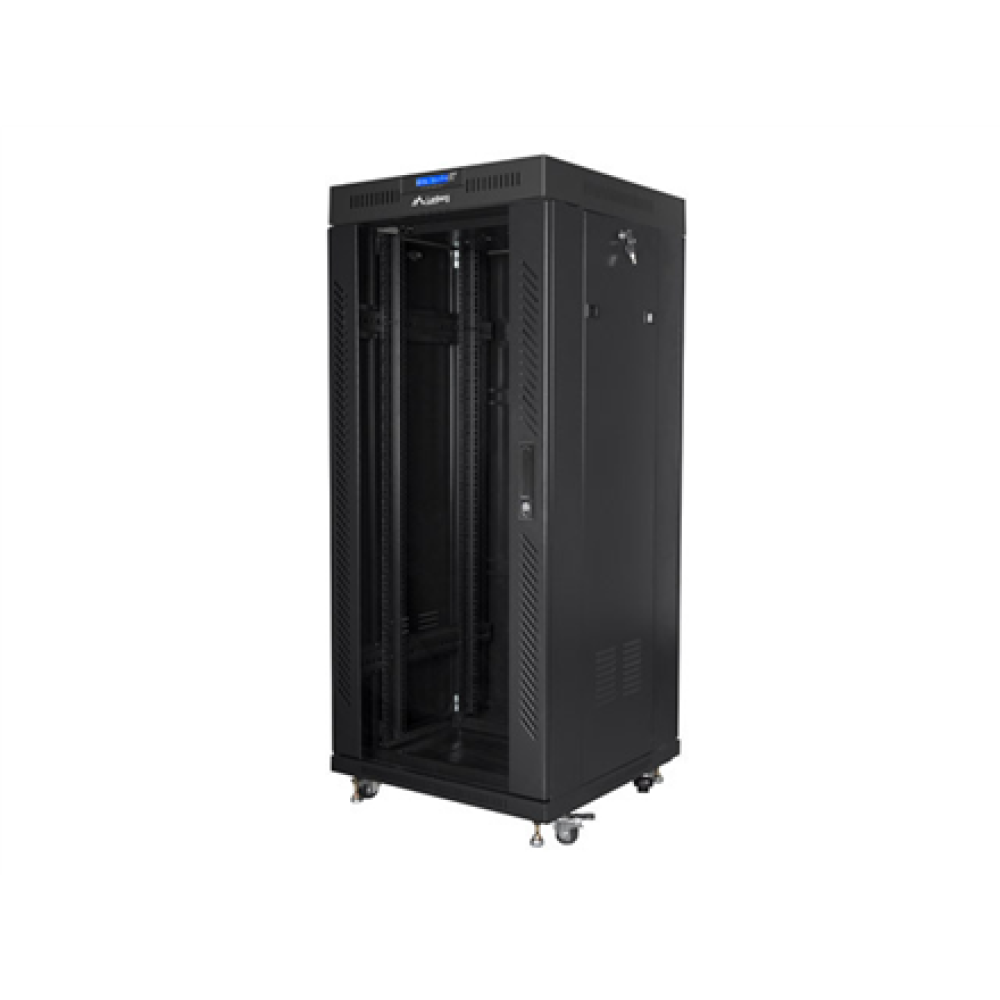 Lanberg Rack cabinet 19 free-standing 27U/600x600 (flat pack) with glass door lCD V2, black , Lanberg