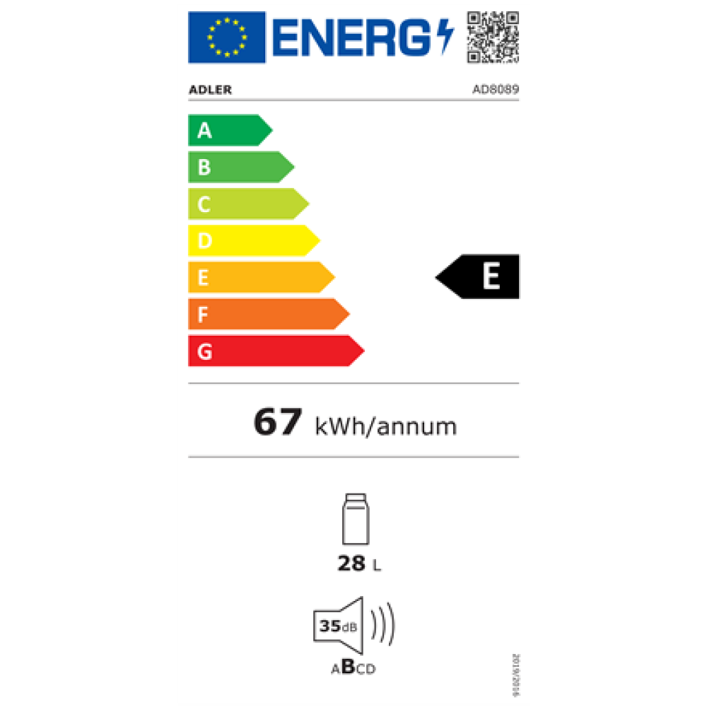 Adler , Thermoelecric Cooler , AD 8089 , Energy efficiency class E , Free standing , Larder , Black