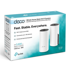 Whole Home Mesh WiFi System , Deco M4 (2-Pack) , 802.11ac , 300+867 Mbit/s , 10/100/1000 Mbit/s , Ethernet LAN (RJ-45) ports 2 , Mesh Support No , MU-MiMO Yes , No mobile broadband , Antenna type 2xInternal , No