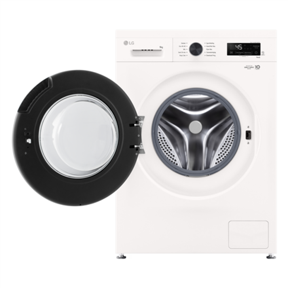 LG Washing machine , F4X1009NWB , Energy efficiency class A , Front loading , Washing capacity 9 kg , 1400 RPM , Depth 55 cm , Width 60 cm , Display , LED , Steam function , Direct drive , Wi-Fi , White