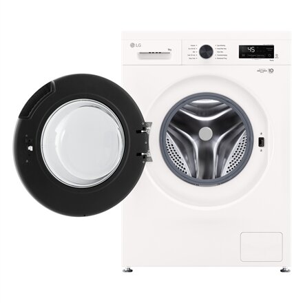 LG , Washing machine , F4X1009NWB , Energy efficiency class A , Front loading , Washing capacity 9 kg , 1400 RPM , Depth 55 cm , Width 60 cm , Display , LED , Steam function , Direct drive , Wi-Fi , White