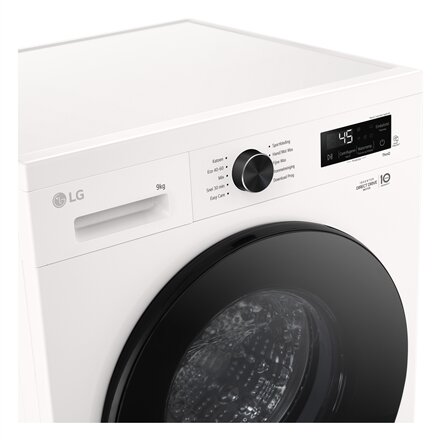 LG , Washing machine , F4X1009NWB , Energy efficiency class A , Front loading , Washing capacity 9 kg , 1400 RPM , Depth 55 cm , Width 60 cm , Display , LED , Steam function , Direct drive , Wi-Fi , White