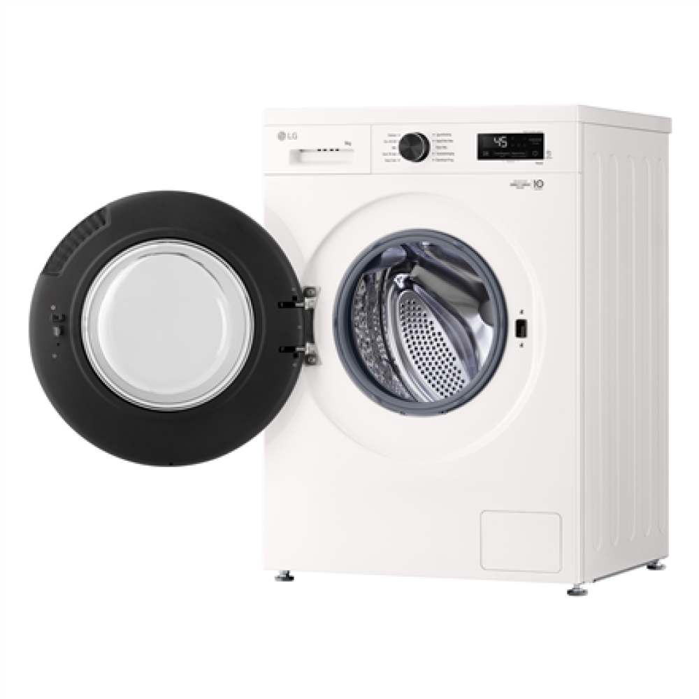 LG Washing machine , F4X1009NWB , Energy efficiency class A , Front loading , Washing capacity 9 kg , 1400 RPM , Depth 55 cm , Width 60 cm , Display , LED , Steam function , Direct drive , Wi-Fi , White