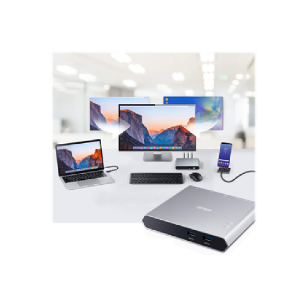 Aten , US3310-AT 2-Port USB-C Dock Switch with Power Pass-through