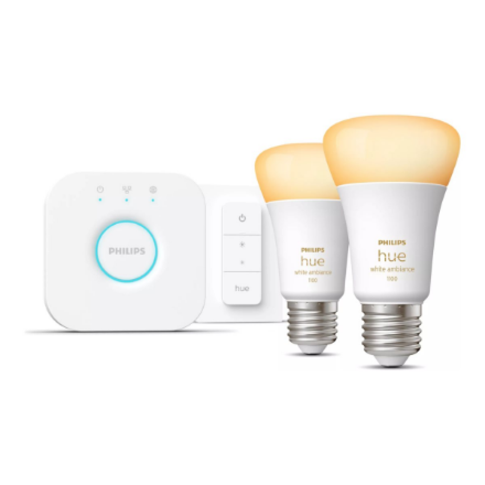 HueWA Starter Kit 2pcs, Bridge, Switch , E27 , 11 W , Warm to cool white light, 2200-6500K , Bluetooth and Zigbee