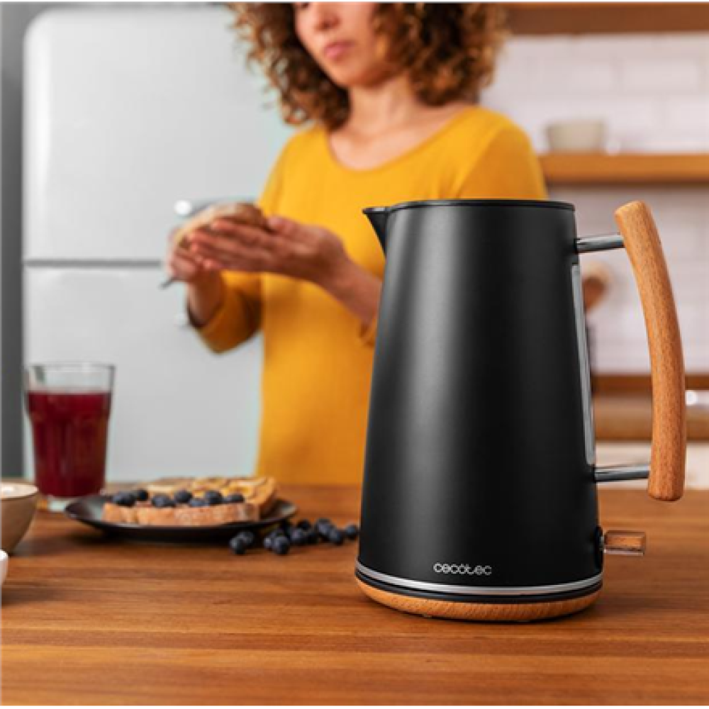 Cecotec Kettle , ThermoSense 400 , Electric , 3000 W , 1.7 L , Stainless steel/BPA , 360° rotational base , Black Woody