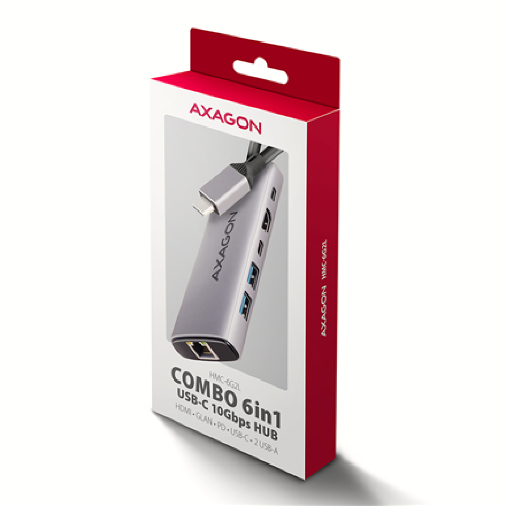 AXAGON Multi port USB-C 10Gbps hub , HMC-6G2L