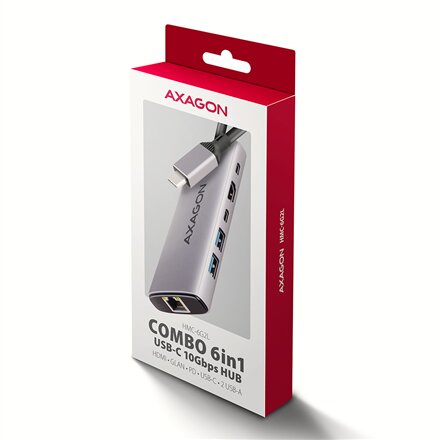 AXAGON Multi port USB-C 10Gbps hub , HMC-6G2L