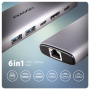 AXAGON Multi port USB-C 10Gbps hub , HMC-6G2L