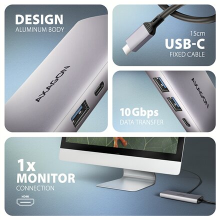 AXAGON Multi port USB-C 10Gbps hub , HMC-6G2L