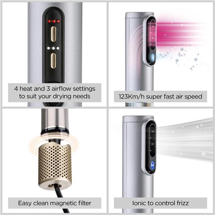BABYLISS , Hair styling comb , Air Wand AS6555E , Ion conditioning , Number of heating levels 4 , 1600 W , Chrome
