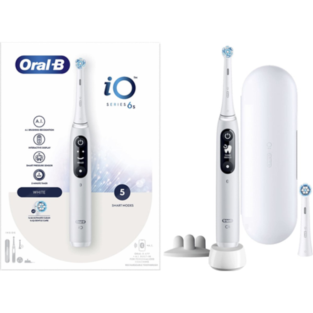 Oral-B Electric Toothbrush , iO6 , Rechargeable , For adults , Number of brush heads included 1 , Number of teeth brushing modes 5 , White