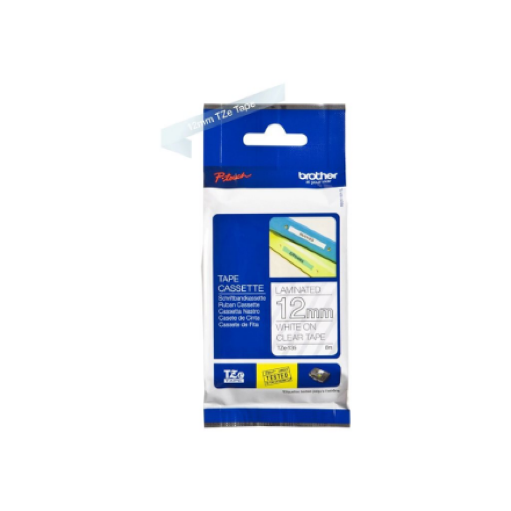 Brother , TZe-135 Laminated Tape , White on Clear , TZe , 8 m , 1.2 cm