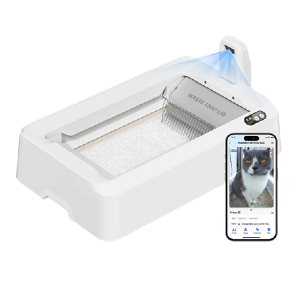 PETKIT Purobot Crystal Duo with Camera Self-Cleaning Cat Litter Box , White