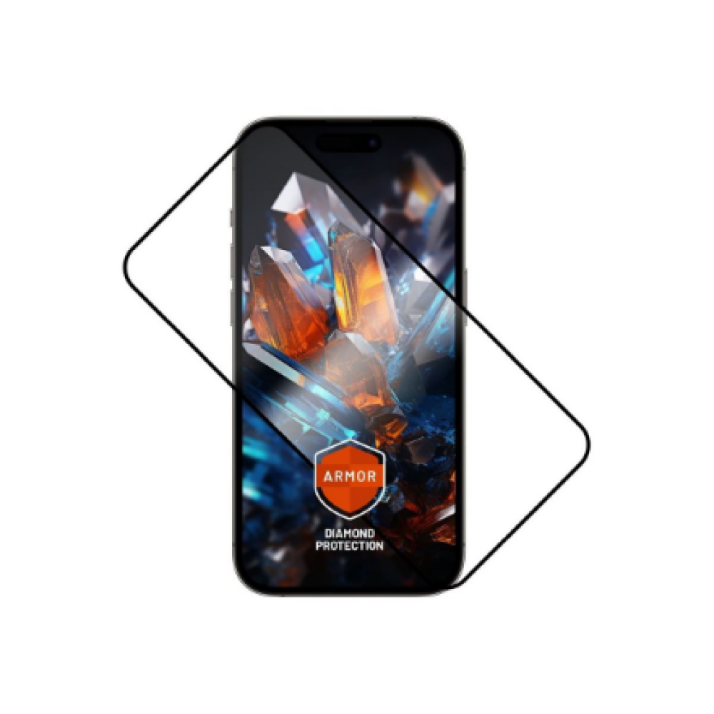 Fixed Armor , Full Cover with Anti-dust Applicator and AR Layer , Apple , iPhone 16 Pro Max , Ultra Durable Tempered Glass , Black , Screen Protector