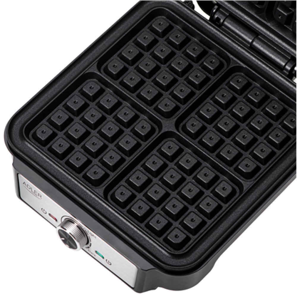 Adler Waffle Maker , AD 3083 , 1800 W , Number of pastry 4 , Belgium , Silver/Black