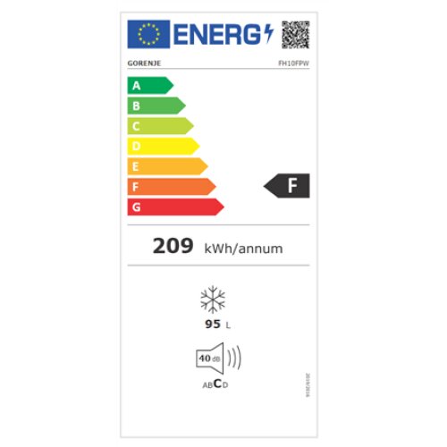Gorenje , Freezer , FH10FPW , Energy efficiency class F , Chest , Free standing , Height 85.4 cm , Total net capacity 95 L , White