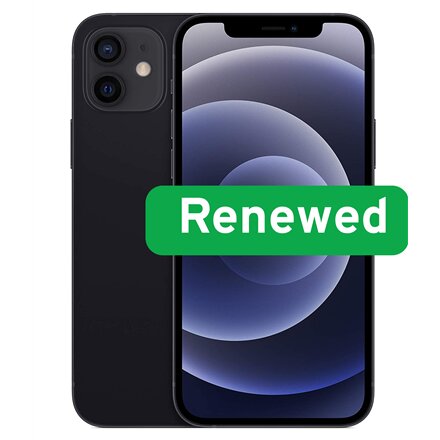 Apple , RENEW , Grade A , iPhone 12 , Black , 6.1 , Super Retina XDR OLED , 2532 x 1170 pixels , 4 GB , 64 GB , Dual SIM , 4G , 5G , 12+12 MP , iOS , 18