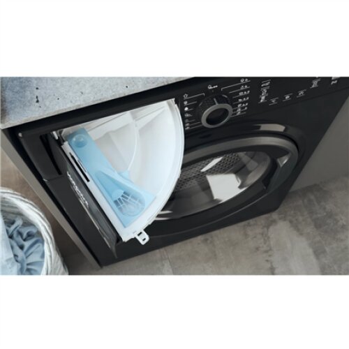 Hotpoint , Washing machine , NLCD 946 BS A EU N , Energy efficiency class A , Front loading , Washing capacity 9 kg , 1400 RPM , Depth 60.5 cm , Width 59.5 cm , Display , LCD , Steam function , Black