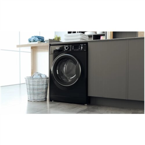 Hotpoint , Washing machine , NLCD 946 BS A EU N , Energy efficiency class A , Front loading , Washing capacity 9 kg , 1400 RPM , Depth 60.5 cm , Width 59.5 cm , Display , LCD , Steam function , Black