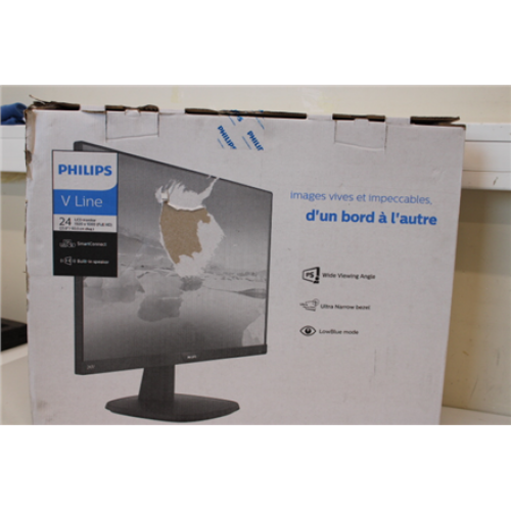 SALE OUT. PHILIPS 243V7QJABF/00 23.8 LCD/16:9/1920x1080/250cdm2/5ms/H-178,V-178/10M:1/Black Philips 243V7QJABF/00 23.8 IPS FHD 1920 x 1080 16:9 5 ms 250 cd/m² Black DAMAGED PACKAGING HDMI ports quantity 1 LCD pixels 60 Hz
