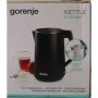 SALE OUT. , SALE OUT. Gorenje Kettle , K15DWBK , Electric , 2200 W , 1.5 L , Stainless steel , 360° rotational base , Black , DAMAGED PACKAGING, SCRATCHED