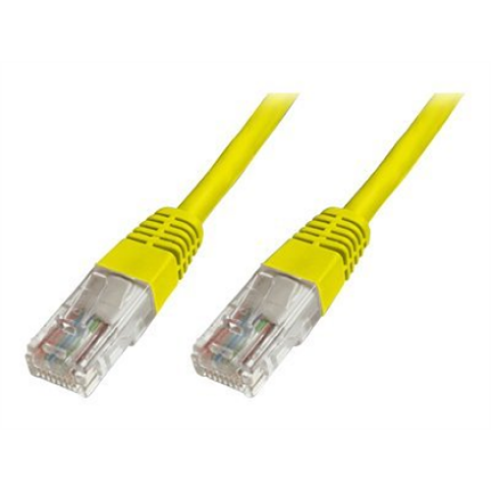 Digitus , Patch cord , CAT 5e U-UTP , PVC AWG 26/7 , 1 m , Yellow , Modular RJ45 (8/8) plug , Boots with kink protection, strain relief and latch protection
