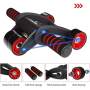 PROIRON Ab Abdominal Roller Whee Black/Red, Stainless-steel bar / Foam handles, Ab roller + Mat