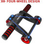 PROIRON Ab Abdominal Roller Whee Black/Red, Stainless-steel bar / Foam handles, Ab roller + Mat