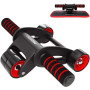 PROIRON Ab Abdominal Roller Whee Black/Red, Stainless-steel bar / Foam handles, Ab roller + Mat